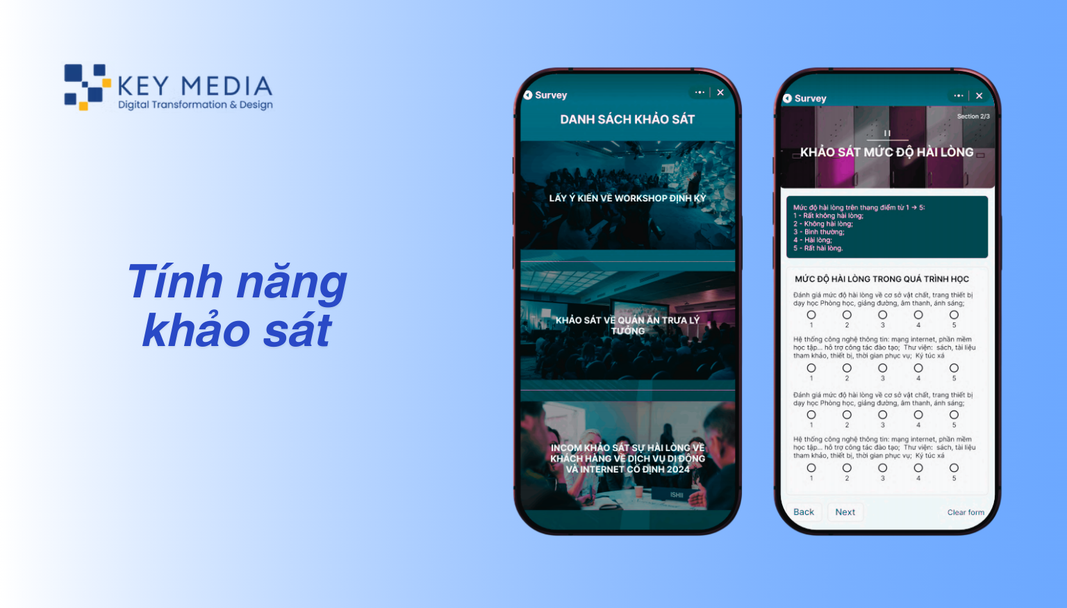 Tính năng khảo sát trong Mini Zalo App