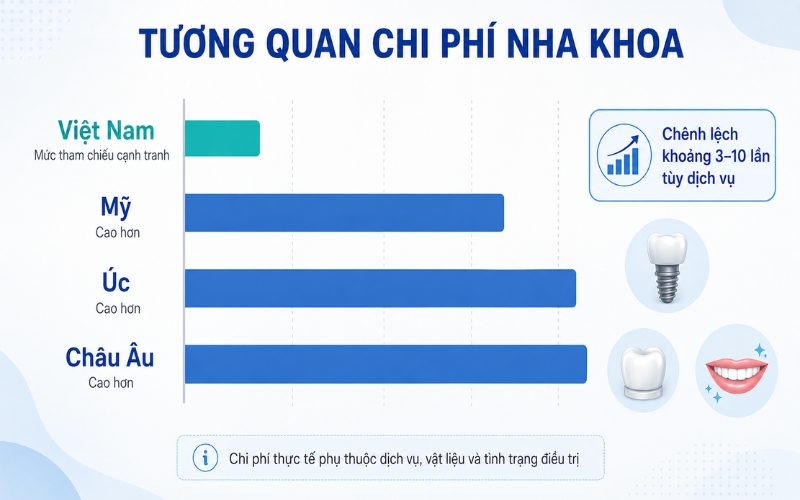 So sánh chi phí nha khoa Việt Nam và quốc tế